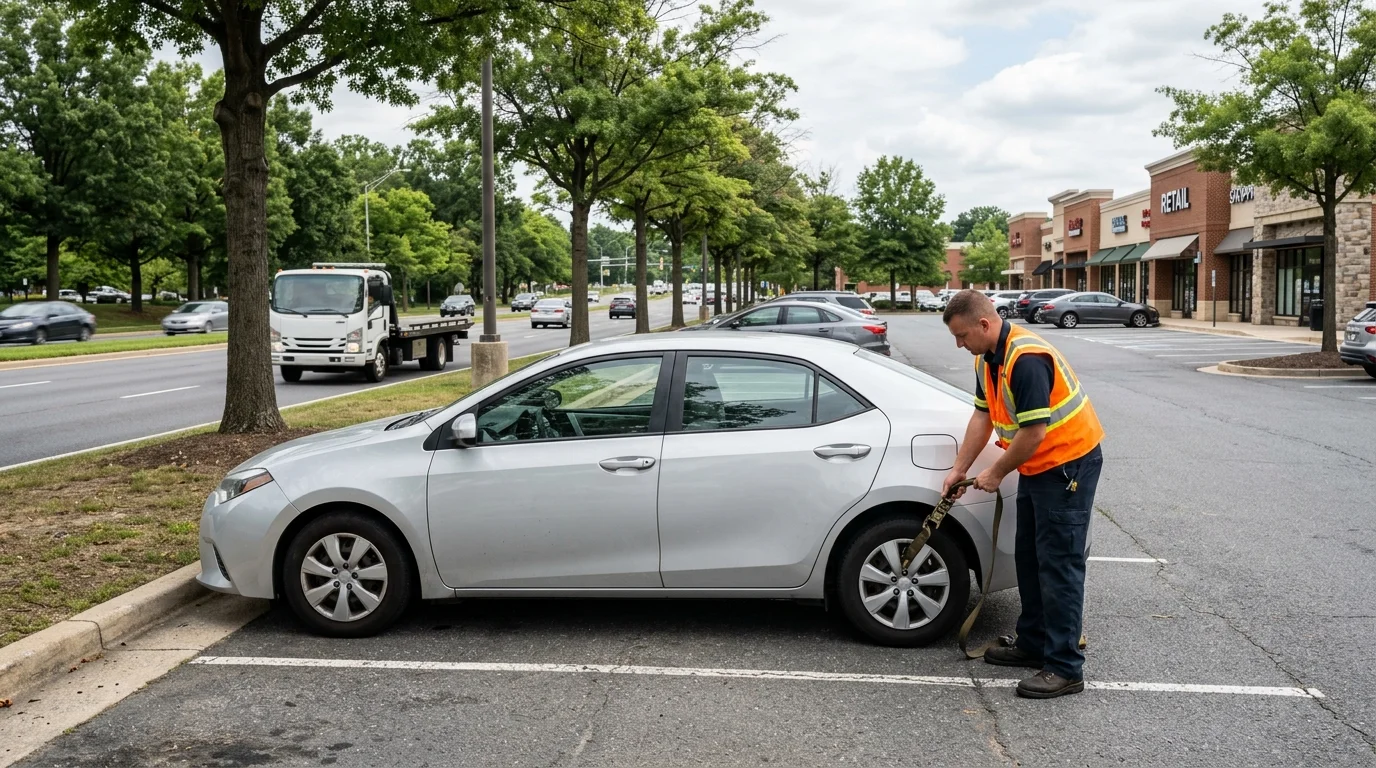Sedan stopped in a Germantown retail parking area